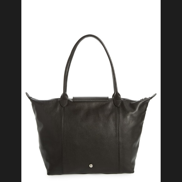 COPY - Longchamp Le Pilage Cuir Black Leather Tote $530 - Picture 2 of 12